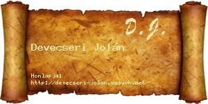 Devecseri Jolán névjegykártya